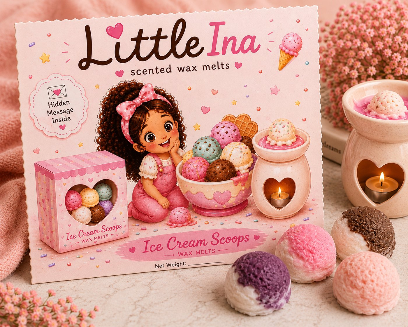 Ice cream scoop wax melts with sprinkles